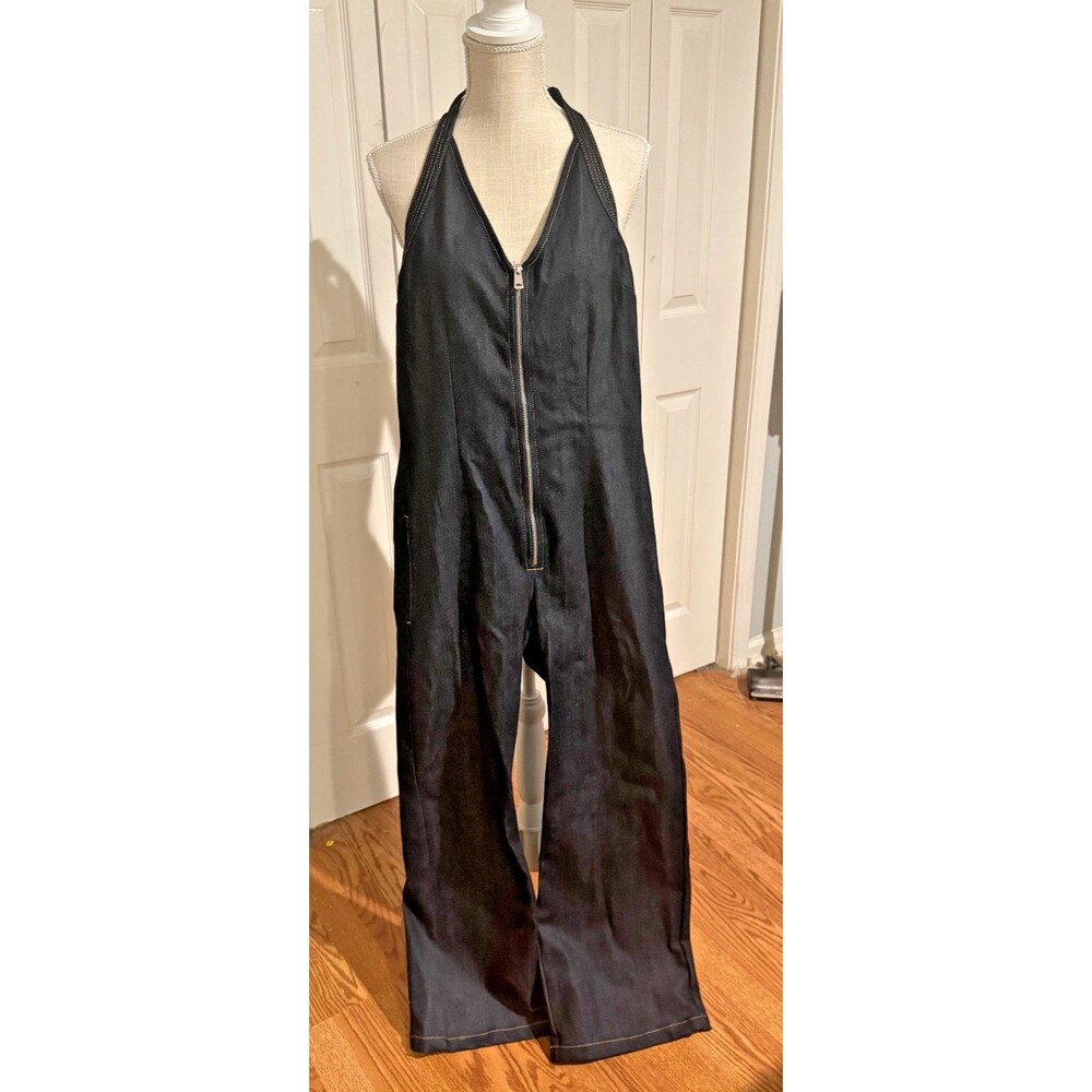 ZARA WOMAN NEW BLUE LONG DENIM JUMPSUIT ZW COLLECTION SIZE S 5216/249